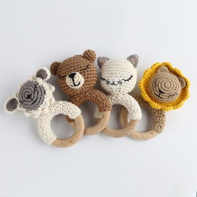 China High Quality Handmade Wooden Musical Toy Crochet Baby Small Rattle for sale