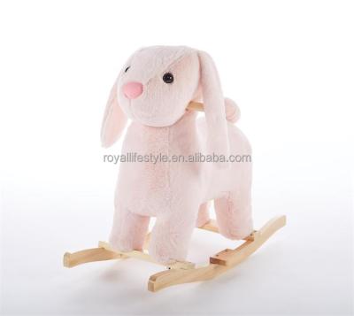 China Playful Pink Plush Toy Bunny Rocker Chair Kids Rocking Horse Plush Rocking Horse Chair for sale