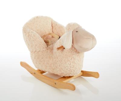 China Promotional Customized Plush Stuffed Soft Plush Sheep Animal Rocking Chair With Wooden Base for sale