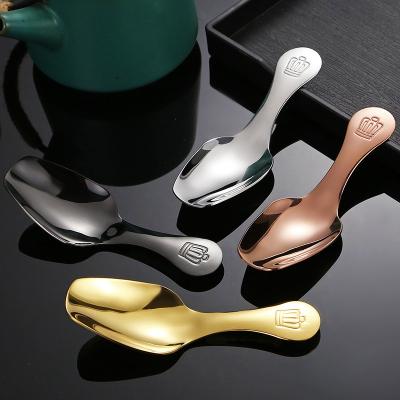 China Sustainable 304 stainless steel spoon coffee milk tea dessert mixer spoon Restaurant hotel titanium plated creative supplies for sale