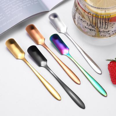 China Sustainable 304 stainless steel spoon coffee milk tea dessert mixer spoon Restaurant hotel titanium plated creative supplies for sale