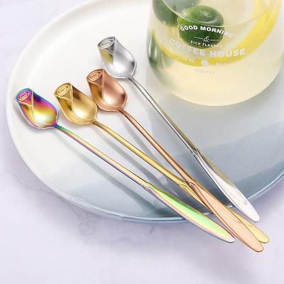 China Sustainable 304 stainless steel tableware Restaurant Hotel Titanium plated creative coffee dessert mixing spoon for sale