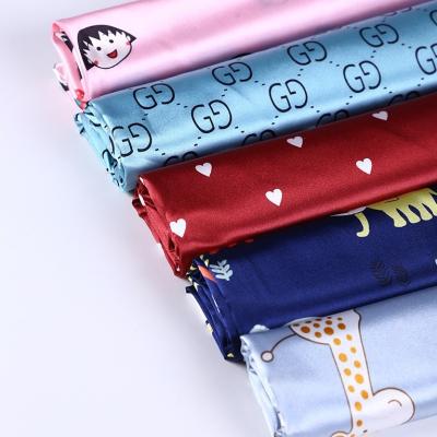 China Shrink-Resistant 100% Polyester Custom Printed Cute Printed High Quality Teen Satin Pajamas Fabric for sale