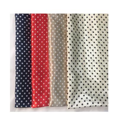 China Shrink-Resistant 100% Polyester Polka Dot Design Stain Printed Satin Fabric Summer Blouse Material for sale