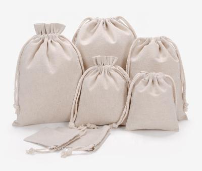 China Gift Packaging Small Eco-Friendly Linen Fabric Drawstring Pouch Bag For Gifts And Jewelry Packaging for sale