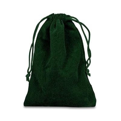 China Recyclable Luxurious Green Velveteen Velveteen Drawstring Bag For Jewelry Packaging for sale