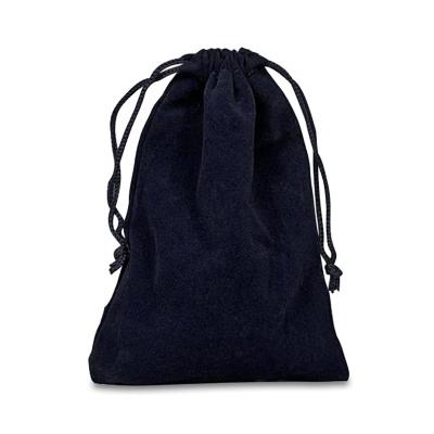 China Recyclable Luxurious Navy Blue Velvet Velveteen Drawstring Pouch For Jewelry Packaging for sale