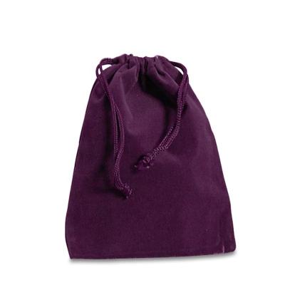 China Recyclable Luxurious Purple Velvet Velveteen Drawstring Pouch For Jewelery Packaging for sale