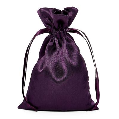 China Elegant Purple Silk Fabric Gift Satin Drawstring Pouch forJewelry Packaging for sale