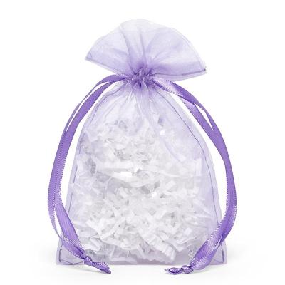 China In Stock Gift Best Seller Lavender Organza Gift Wrapping Satin Drawstring Bag for sale