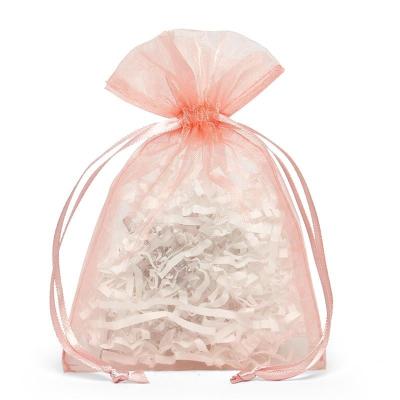 China Gift Packaging Luxurious Peach Color Organza Candy Packaging Bags With 10 Sizes In Stock for sale