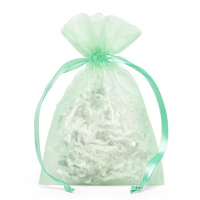 China Gift Packaging Premium Quality Mint Green Organza Jewelry And Gift Packaging Pouch In Stock for sale