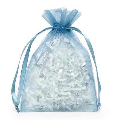 China Gift Packaging Blue Premium Quality Smoke Organza Jewelry And Gift Packaging Pouch In Stock for sale