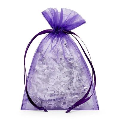 China Gift Packaging No MOQ Purple Organza Soap Packaging Bag In Stock for sale