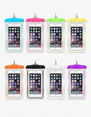 China Factory Wholesale Waterproof PVC Mobile Phone Pouch Fluorescent Waterproof Bag For Swimming for sale