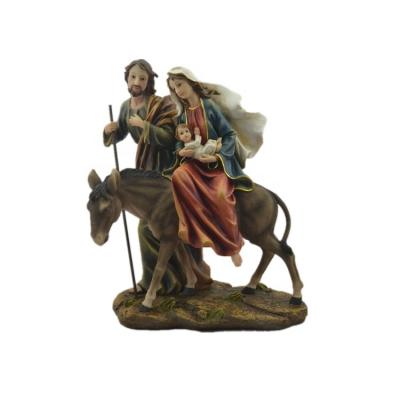 China Worldwide Outdoor Resin Art 14 Inch Painting Enter Jerusalem Holy Family Statue for sale