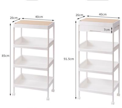 China Slim Stocked Storage Cart , 4 Tier Shelves With Drawer And Wheel for sale