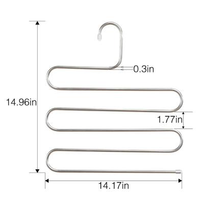 China Contemporary S Type Stainless Steel Clothes Trouser Hangers for sale