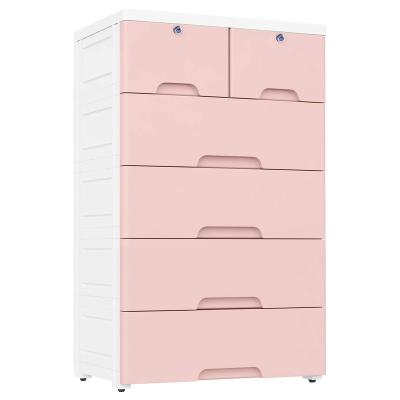 China Lockable plastic drawers, storage unit with 6 drawers for sale