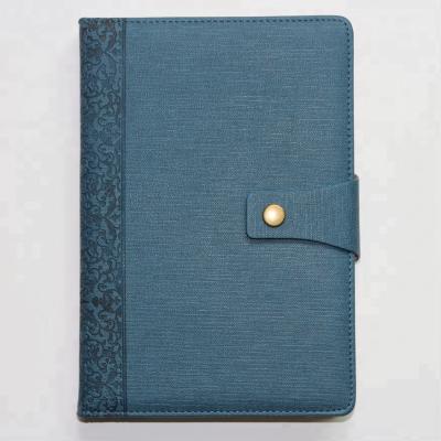 China Thermo Hardcover Book PU Cover Notebook with Embossed Flower and Button Closure for sale