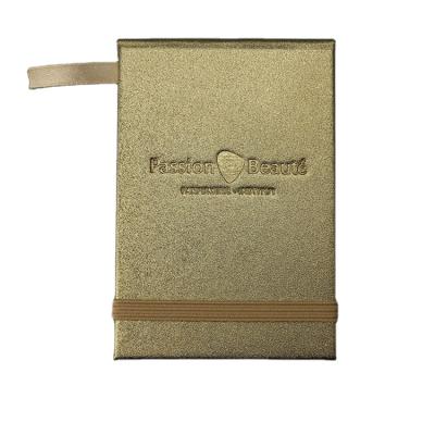 China Hardcover Gold Color Leatherette Paper Hardcover Notebook Notebook with Elastic Band for sale