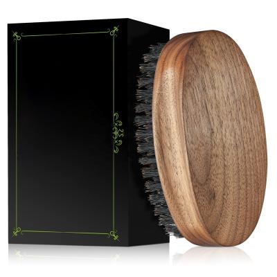 China 100% Male and Female Personal Care Custom Logo Hair Brush Natural Oval Black Wood Oval Boar Bristle Hair Beard Brush For Men for sale