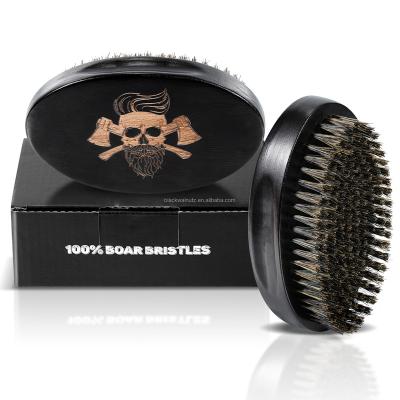 China Logo 360 Logo 360 Low MOQ Personal Care Male And Boar Hair Beard Brush Black Hard Hair Male And Female Custom Wave Brush for sale