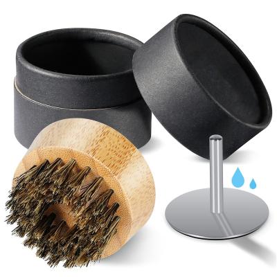 China Hot Selling Gift Amazon Boar Brush Boar Hair Bristle Wooden Bamboo Round Beard Brush for sale