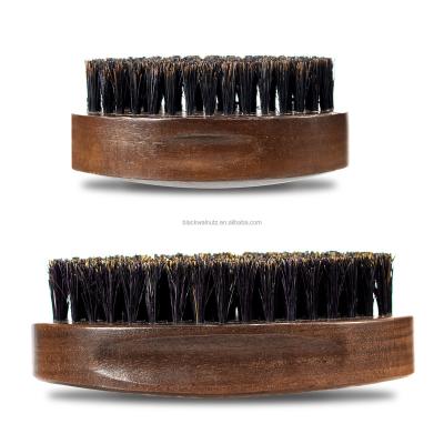 China 100% Personal Care Male And Female Boar Stiffen Logo 360 Soft Wave Brush Custom Beard Brush Wooden Black Hair Brush 5*8cm for sale