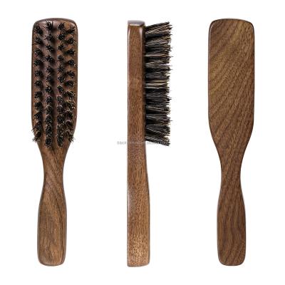 China Waterproof Professional Custom Beard Brush Wooden Handle Brush for Men Beard Bristle Brush for sale