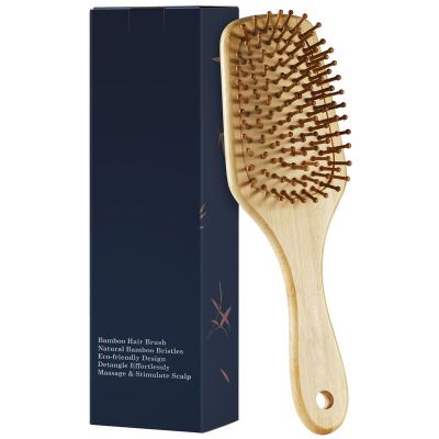 China Comfortable Natural Bamboo Massage Mini Brush Paddle Hair Brush Anti-static Pin Wood Scalp Massager for sale