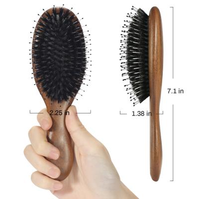 China Boar Handle Boar Hair Brush Waterproof Wooden Oval Cushion Brush Mixed Hair and Nylon Pins for sale