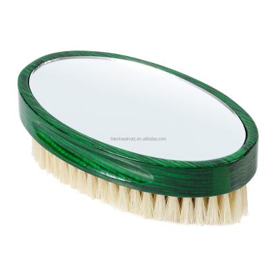 China Green Color Waterproof White Bristle Wave Brush 360 Mirror Wave Brush Beech Wood Brush for sale