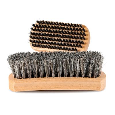 China Large Size Shoe Soft Horse Hair Bristle Waterproof Wooden Shine Brush Cleaning Shoe Polishing Brush for sale