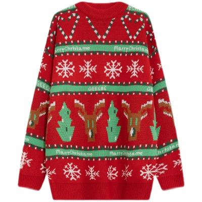 China Popular Woman Fabric Anti-Wrinkle Warmth Sweater Custom Knitted Christmas for sale