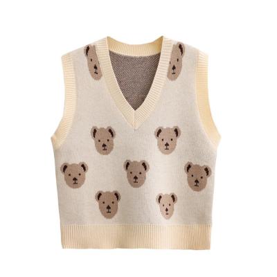 China Fashion Viable High Quality Popular Animal V-neck Women's Knitted Vest for sale