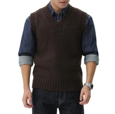 China Anti-wrinkle OEM Men's Sweater Vest Winter Casual Woolen Knitwear Vest Sleeveless Vest for sale