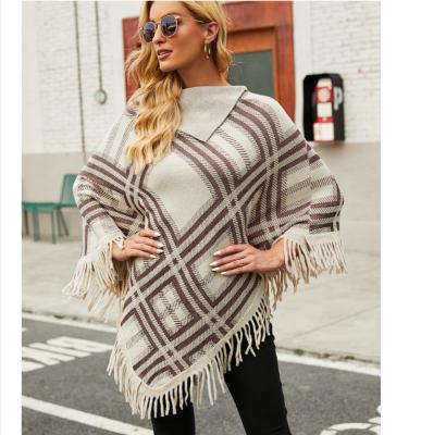 China Wholesale Women Clothing Winter One Piece Ponchos Breathable For Adult Women Sweater Ponchos With Tassels for sale