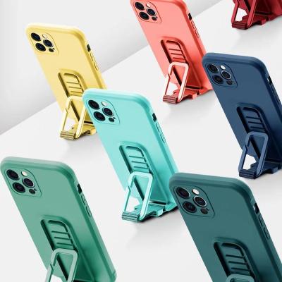 China Shockproof With Cell Phone Holder Silicone Phone Cases For iPhone 13 12 14 Pro Max Silicone Case for sale