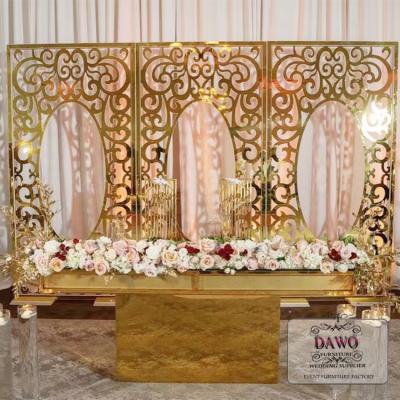 China Hotel Furniture Wedding Decoration Background Gold Stainless Steel Modern Wedding Stage Decoration for sale