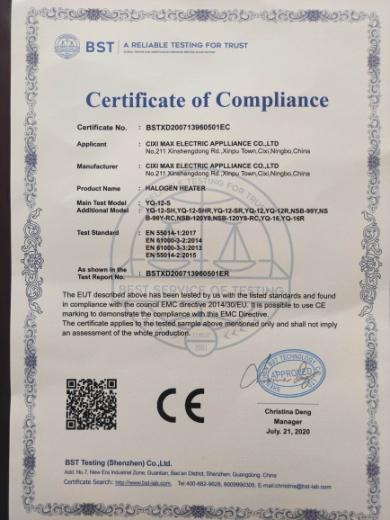 CE - Cixi Max Electric Appliance Co., Ltd.