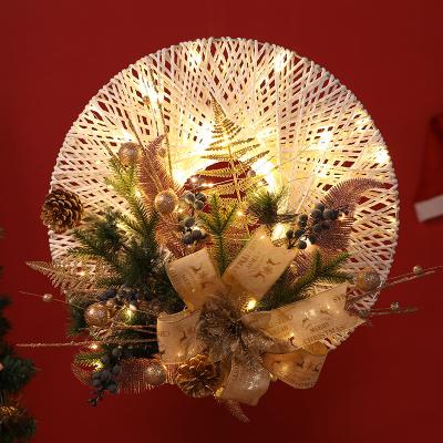 China Beautiful Wreath 50cm Wedding Colorful Glow LED Garland Artificial Flower Butterfly Christmas Home Party Decor Stand Circle for sale