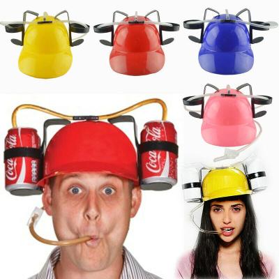 China Character Hat Drinking Miners Helmet With Straw Hat Party Carnival Handsfree Hard Drinking Headlight Beer Can Party Games Helmet Drinks Toy for sale