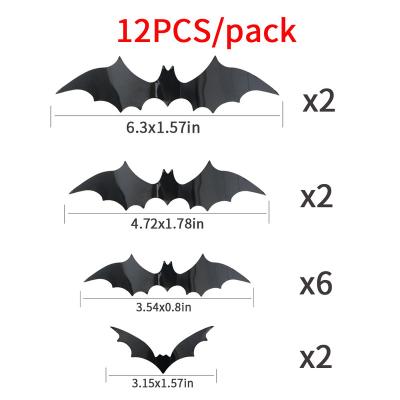 China Halloween Home Window Decoration 12Pcs/Pack Halloween Decoration Bats Wall Decor 4 Size Waterproof Spooky Window Decor Stickers Bat For Carnival Eve Party for sale