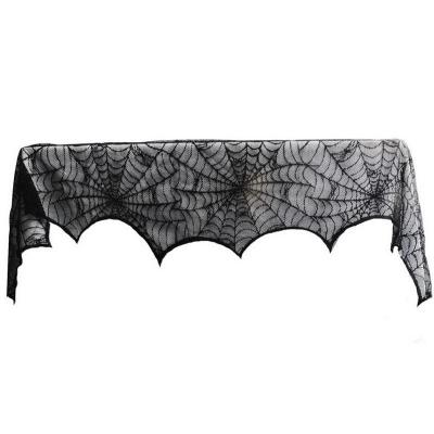 China Halloween Home Window Decoration Black Lace Cobweb Fireplace Mantle Scarf Fireplace Scarf for Festival Party Cobweb for sale