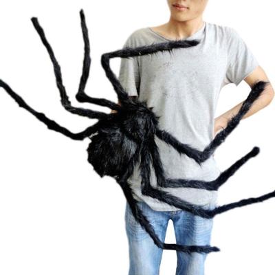 China Large Stuffed Plush Halloween Party Home Party Decoration 30cm-200cm Black Super Scary Giant Spider Realistic Fake Furry Animal For Party Halloween Decorations for sale