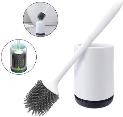 China Sustainable Bathroom Toilet WC Cleaning Cleaner Brush With Silicone Head Can Hook Toilet Reading Brush for sale