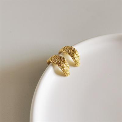 China Luxury High Quality Stu 18k Leaf Stainless Steel Gold Plated Hoop Earrings for sale