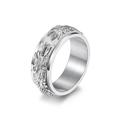 China 2022 FASHIONABLE Male Silver Dragon Stainless Steel Rings for sale