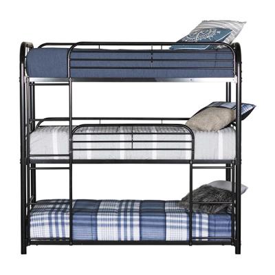 China Modern Iron Triple Bunk Ded Metal Steel Pipe Steel Student Bunk Bed (Size) cama de très pisos school dormitory steel adjustable bunk bed for sale